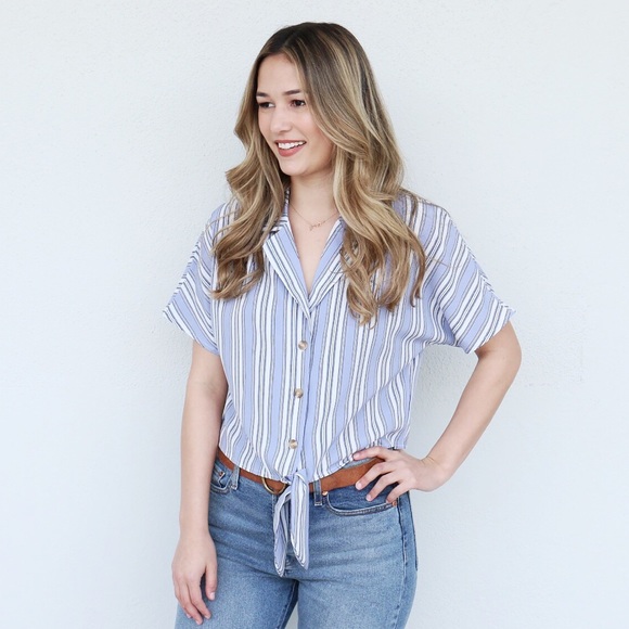 blue striped top - Picture 3 of 5